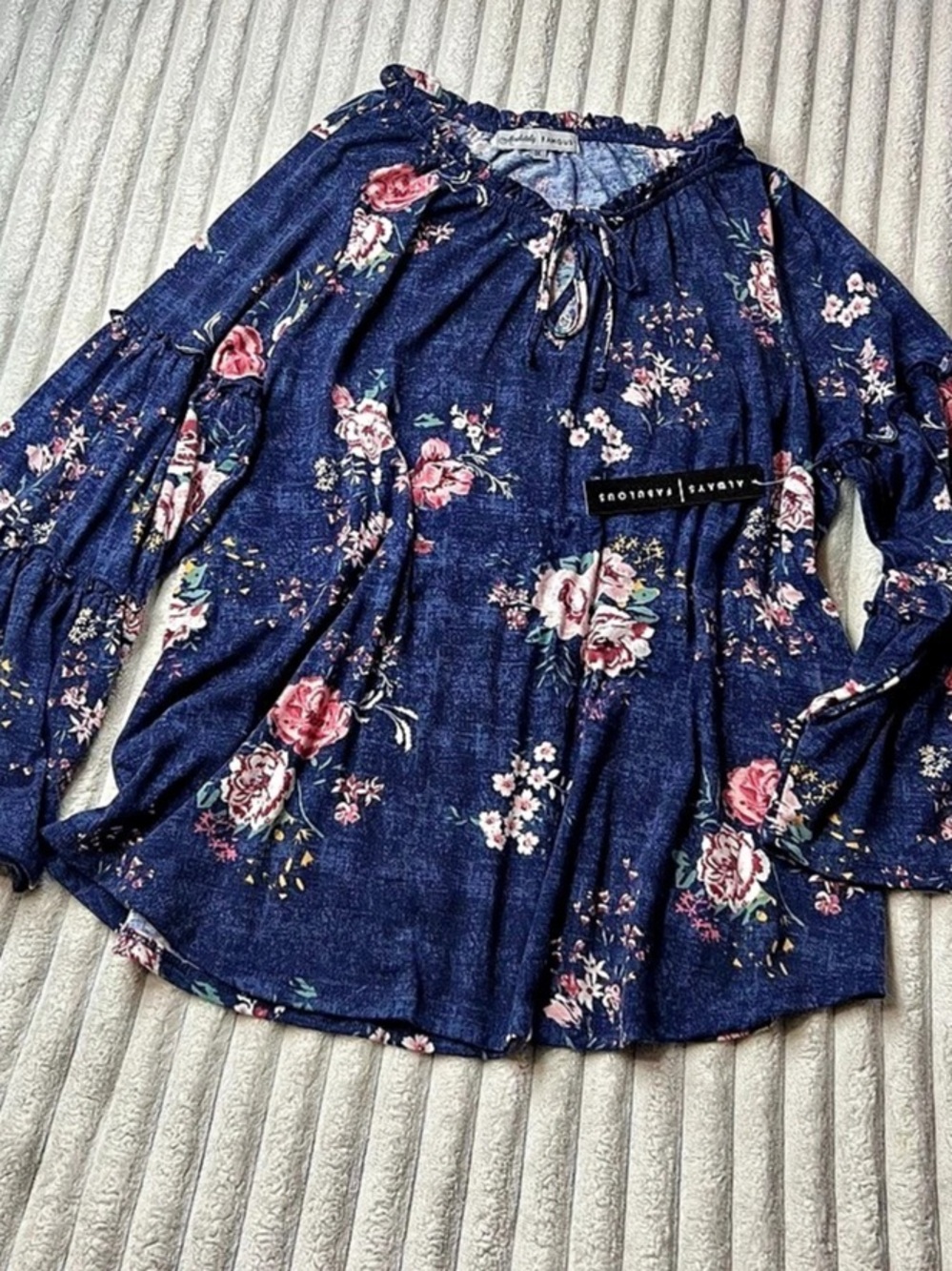 Famous Floral Blouse in Blue & Pink Size IV